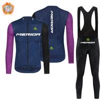 2026 Team Merida Winter Cycling Set Thermal Fleece Bicycle Clothing Long Sleeve Jersey Road Bike Clothes Ropa Ciclismo MTB Uniform S black