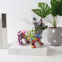 Corgi Statues Creative Color Resin Crafts Collectable Dog Statue Simple for TV Stand Desktop Home Decoration gray