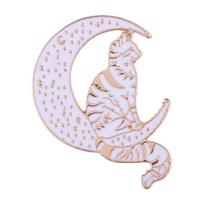 Cat On Moon Enamel Pins Love Ice Cream Cat Coffee Planet Wizard Glasses Magic Book Alloy Brooch Badge Punk Jewelry white