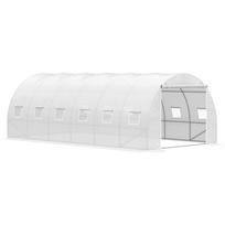 Tunnel Greenhouse 6x3x2 m Garden Greenhouse with Roll-Up Door 12 Windows PE Cover 140 g/m² and Galvanized Metal for Crops Plants Vegetables White 600 x 300 x 200 cm