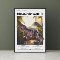 Spinosaurus Wall Art  Carnotaurus Dinosaur Poster Cretaceous Period Carnivorous Dinosaur Prehistoric Poster Baryonyx Wall Art. 21X30CMNo Framed black
