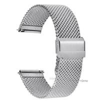 Universal Milanese Loop Strap Silver Metal Stainless Steel Quick Release Replacement Smart Watch Band Bracelet 18mm 20mm 22mm 18mm sidabras