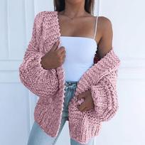 Women's Fashion Plus Size Casual Long Sleeve Solid Cardigan Loose Sweater Coat M
