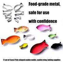 8 Piece Food Grade Metal Fish Cookie Cutters Creative Baking Utensils For Family Operations And Dessert Ambience 1