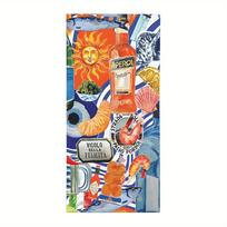 Aperol Collage Beach Towel 31.5x63inch - Sun, Seafood & Italian Aperitif Print, Soft Microfiber Quick Dry for Travel Pool 130x80cm