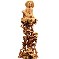 wood carving guanyin- Sakyamuni Buddha Decorative Statue Wooden Tree Vine Art Carving Home decorative figures feng shui Statue brown