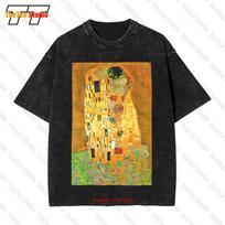 Gustav Klimt Famous Art Paintings Kissing Ideal Vintage Oversized TShirt SSAX S orange