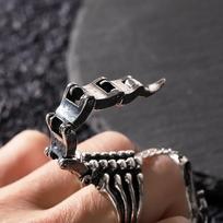 Vintažinis skorpiono sąnario pilno piršto reguliuojamas atviras žiedas Helovino Cosplay kostiumų aksesuarai Papuošalai black
