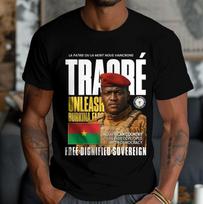 Kapitono Ibrahim Traoré marškinėliai Pan African Revolution dizainas Black Power menas Unisex marškinėliai L brown