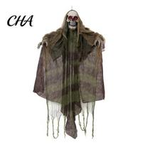 Creepy Gauze Spirit for Party Halloween Animatronics Hanging Ghost Decoration, Sound Activated Grim Reaper Prop with LED Realistic Dead Hand juoda