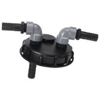 163mm IBC Cap Water Tank Accessories Adapter Cap 2x 25mm Pipe Quick Connector gray