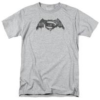 Batman V Superman Cityscape Logo Mens T Shirt Athletic Heather Officially Licens XL gray