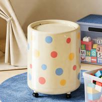 Šiukšliadėžė su ratukais, buitinė, universali, kūrybiška, šiukšlių kibiras miegamajam Colorful beige