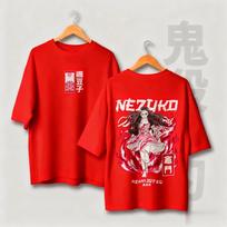Demon Slayer Kamado Nezuko Graphic T Shirt Men Women Cotton Short Sleeve Tee Oversized Casual Tops Summer Streetwear Cosplay Y2k S red