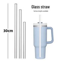 STANLEY 30CM Ultra-long Glass Thermos Flask with Jumbo Straw Compatibility Glass Brush 20cm white