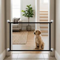 Punch Free Pet Safety Gate Mesh Foldable Portable Dog Barrier  Pet Space Separation 180*72CM black
