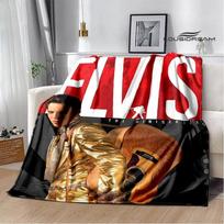 E-Elvis-Presley Retro spaudinio pledas pledai lovoms Iškylų pledai Flanelinis pledas Minkštas ir patogus pledas gimtadienio dovana 75x90cm white