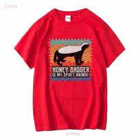 Honey Badger Is My Spirit Animal T Shirt Long Or Short Sleeves Vintage Washed Breathable Homme Casual Soft Slightly S