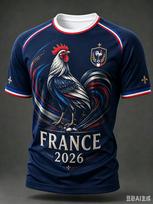 France  Soccer Jersey Gallic Rooster Badge Chevron Tricolor Short Sleeve Football Fan Sport Training Top Family Matching S