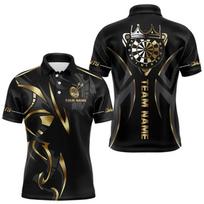 Madingi Polo marškinėliai su Darts grafika vyrams, individualus vardas, apykaklė, sagos, 3D spausdinti Polo marškinėliai, madingi, oversized, laisvi, vaikams, sportiniai marškinėliai S black
