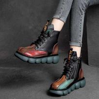 Madingi moteriški batai Madingi „Chelsea Boot“ senoviniai trumpi odiniai batai rudeniniai žiema Nauji odiniai batai su platforminiais batais 40