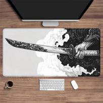 Large Mouse Pad Katana Japanese samurai Computer Office Game XXL Rubber Antislip Gaming Keyboard Mousepad HD Printing Desk Mat 400x800x2mm gray