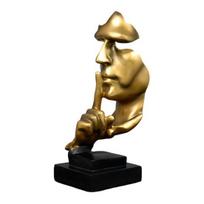 Abstract Faceless Figurine Sculpture, Modern Minimalist Silence Resin Statue, Luxury Black Gold Home Decor for Office Desk Living Room Bookshelf, C beige