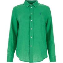 Polo Ralph Lauren Solid Color Polo Collar Single Breasted Long Sleeve Shirt Women shirts Green 211920516-013 XS