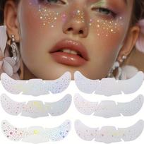 6pcs Mixed Glitter Laser Freckle Stickers and Daily Makeup Decoration, Perfectly Suitable for Christmas, Halloween, and Music Festivals 6 Sheets brown