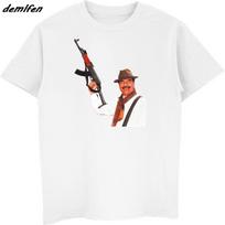 Saddam Hussein AK-47 Print T-shirt 41 Shirt Iraq Army Armed Forces T Shier Men Short Sleeve O-n XXXL white