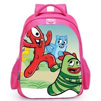 Mengqu Ip Yo Gabba Gabba Land School Bag, Children'S Burden Reduction Cartoon School Bag Red - small blue