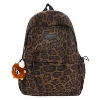 Kuprinė1011 nauja kuprinė personalizuota leopardo rašto universali nešiojama madinga vidurinės mokyklos mokinio kuprinė moteriška aukšto stiliaus nišinė kuprinė single bag (charm not included) ruda