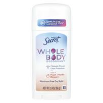 Secret, Full Body Deodorant, Aluminum-Free Dry Solids, Peach + Vanilla Blossom, 2.4 oz (68 g) white