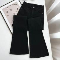 2025 Autumn/Winter Women's High Waist White Micro Flare Jeans - Slimming, Floor-Length Bell Bottoms L
