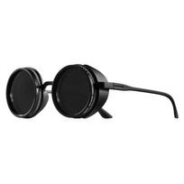 Retro Steampunk Sunglasses Polarized ND Filter Eyewear Authentic Classic Sun Glasses Vintage Gothic Style Metal Frame Goggles black