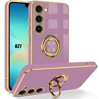 Dėklas Samsung Galaxy A27 5G, Minkštas smūgiams atsparus silikoninis apsauginis dėklas su besisukančiu žiedu - Violetinis violetinė