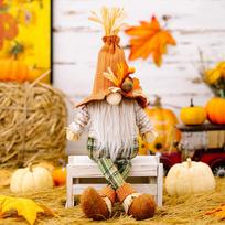 Fall Gnome Pumpkin Sunflower Swedish Nisse Elf Dwarf Plush Ornament Decor Home Party Autumn Halloween ChristmasThanksgiving Gift 43cm