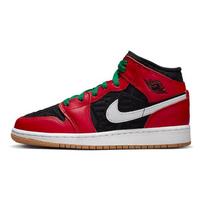Air Jordan 1 Mid SE GS Christmas Kids Sneakers Red Black White DQ8418-006 37.5 black