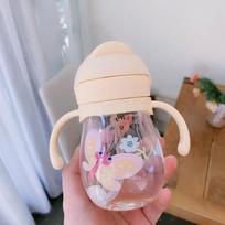 300 ml Kūdikio puodelis su snapeliu Vaikams Rankena Mokymasis Maitinimas Gėrimo buteliukas Apsauga nuo užspringimo Su gravitaciniu rutuliuku Vaikų mokomasis puodelis su šiaudeliu geltona