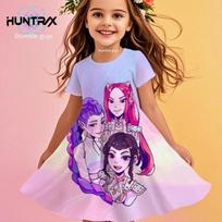 Girls Kids Kpop Demon Hunters Dress Summer Anime Cartoon Princess Beach Dress Casual Sleepwear 110 brown
