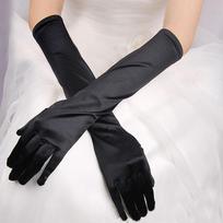 Long Satin Gloves Formal Evening Dress Opera Length Gloves Costume Accessories for Wedding Party Performance and Special Occasions 1*1*1 juoda