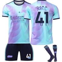 Futbolo aprangos ir kojinių rinkinys paaugliams, vaikams ir suaugusiems, 24/25 sezonas, Arsenal, Antrasis išvykos marškinėlis, Ne. 41, Declan Rice 16 mėlyna