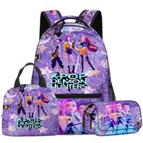 3D K-POP Medžiotoja Ragana Anime Kuprinės Rinkinys 3 VNT Studento Kuprinė Pietų Krepšys Pieštukinė Vandeniui Atspari Didelės Talpos
