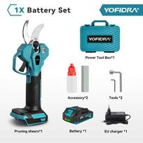 YOFIDRA 32mm bešepetėlinės elektrinės genėjimo žirklės, belaidės, 2 greičių, sodo, vaismedžių, bonsai žirklės, įrankiai, skirti Makita baterijos jungčiai 1x Battery-EU plug