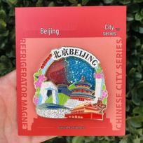 Yellow Crane Tower 3D Quicksand Magnet: Exquisite City Souvenir white