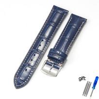 It is suitable for Longines strap, leather craftsman, moon blue crocodile pattern, magnificent Comcas male belt 19 20 21mm 19mm blue