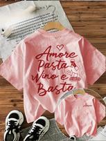 Unisex T-shirt su Amore Pasta Vino E Basta (Meilė Makaronams Vynui Ir To Pakanka) Itališko maisto grafikos trumpomis rankovėmis 4XL gray