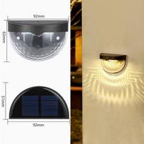 LED sauliniai tvoros žibintai lauko IP65 vandeniui atsparūs sieniniai žibintai gofruoti žibintai tvorai terasai sodui takui dekoratyviniai žibintai Black shell-warm,1PC