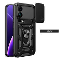 Dėklas Xiaomi 17 Pro Max 17Pro dėklui su slankiojančiu kameros žiedu, stoveliu, visiškai apsaugantis, smūgiams atsparus telefono dangtelis Capa Funda for Xiaomi 17Pro Max juoda
