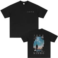 Rap Singer Ninho Jefe Pattern T-shirt 2025 Summer Men's Women's Fashion Super Street Headwear Hip-hop Pop Music Cotton T-shirt S įvairiaspalvis